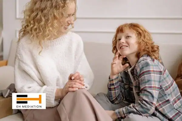 Happy mother and child after sorting child arrangements mediation Fleetwood