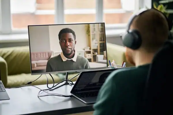 Man attending online mediation Fleetwood MIAMS session